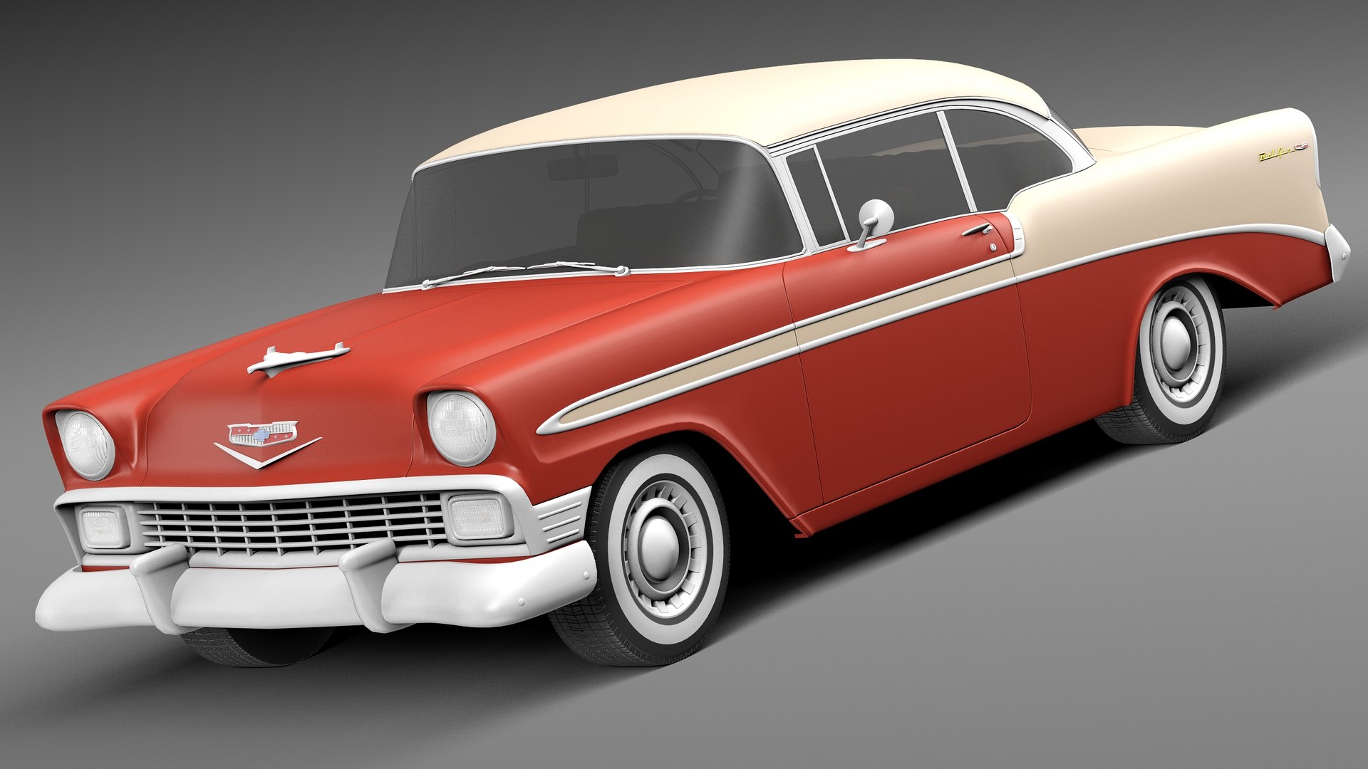 1956　シボレー　ベルエア　CHEVY　サイレントサイレン　サイン入り　改造車 シボレーベルエア1956ハードトップクーペ3Dモデル - TurboSquid