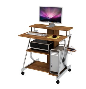 3d model computer desk castors