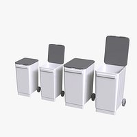 Outdoor Trash Bin Set - Wheelie Bins 2 Sizes Lid Open and Closed