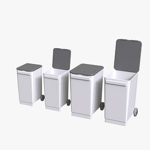 Outdoor Trash Bin Set - Wheelie Bins 2 Sizes Lid Open and Closed