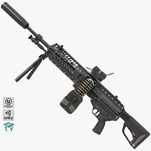 Machine Gun 14 Black All PBR Unity UE Textures