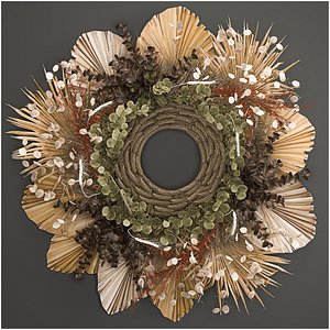 Wall wreath of dried flowers 221 3D model