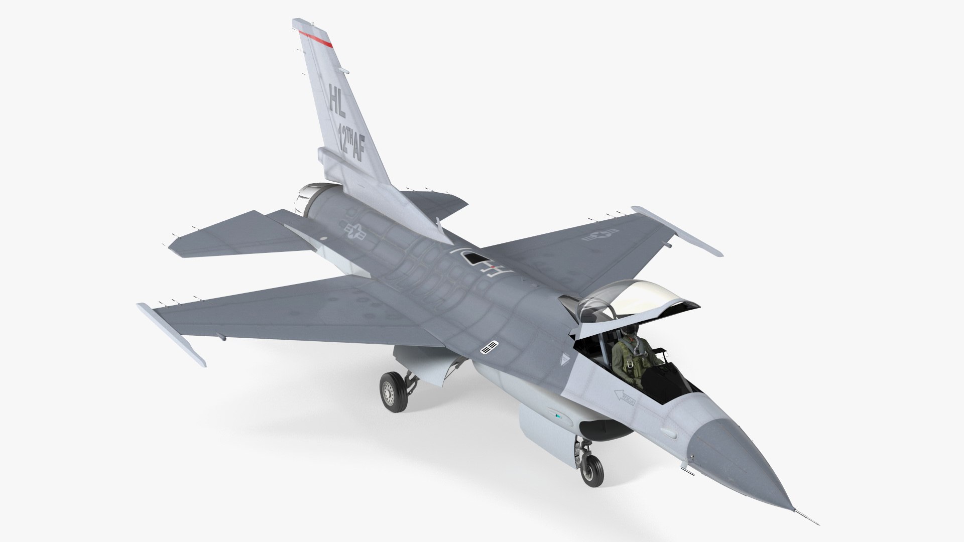 Fighter F 16 Fighting Falcon US Air Force With a Pilot Rigged 3D model preview