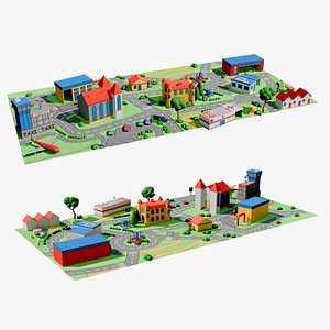 3D Stylized City Classic Play Rug 3D model