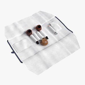 3D Smoking Pipe Travel Bag Leather Unfolded model