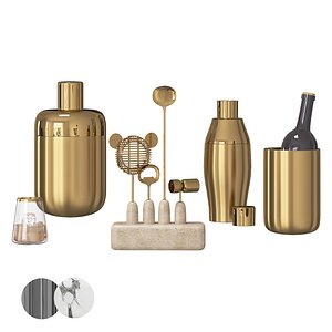 Modern bar set 2 pcs gold and silver