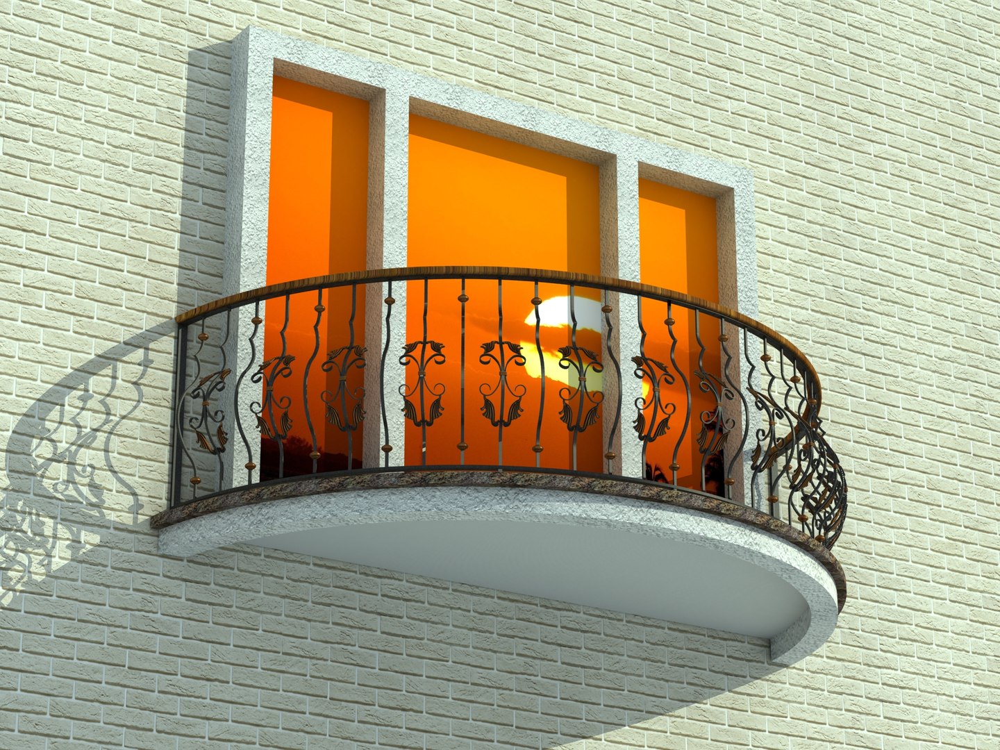 3d 3ds Balcony Balcon