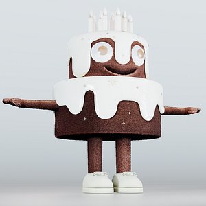 Cartoon Cake Character 3D Model