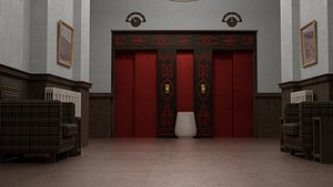 The shining elevator scene 3D