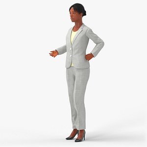 3D Black Business Woman Rigged