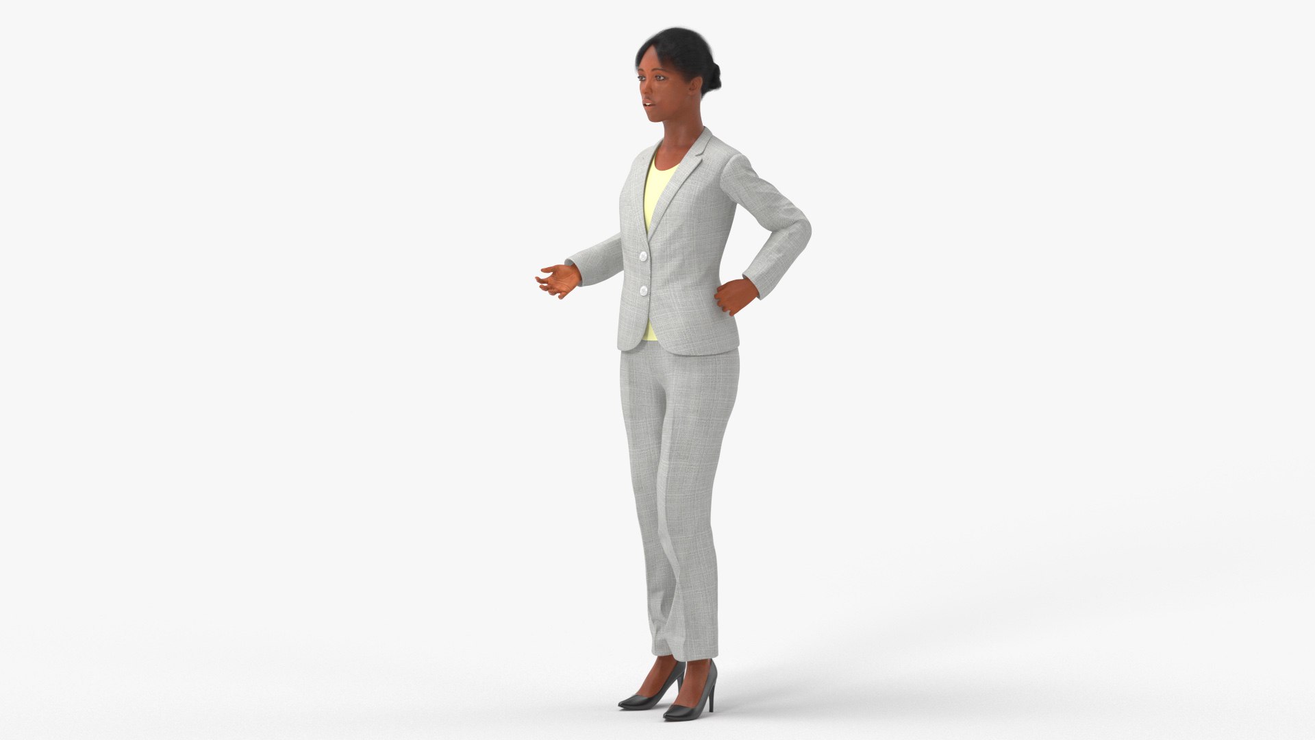 Black Business Woman Rigged 3D model preview