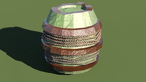 3D Wooden Barrel with Rope model