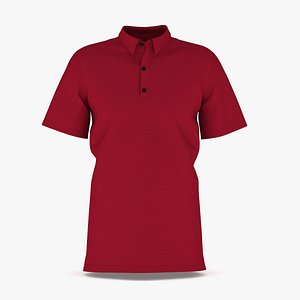 3D Polo Shirt 01 Red model