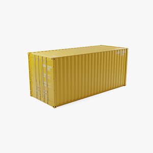 3D 20Ft Cargo Container - Yellow - Clean