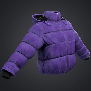 3D Purple winter jacket model