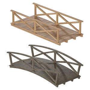 Wooden plank arch bridge 3D model