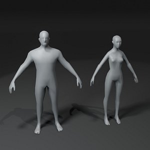 Male and Female Body Base Mesh 1000 Polygons