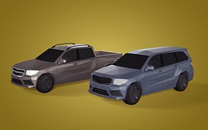 LowPoly Polygonal SUV Car - Pickup - Pick-Up Truck