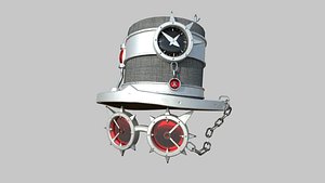 3D Steampunk Hat 08 Gray Steel - SciFi Character Design