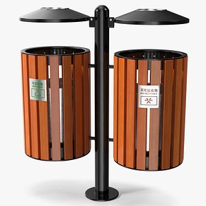 Dual Outdoor Recycling Trash Bins
