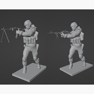 Figures of a standing soldier with RPK and PKM STL 3D