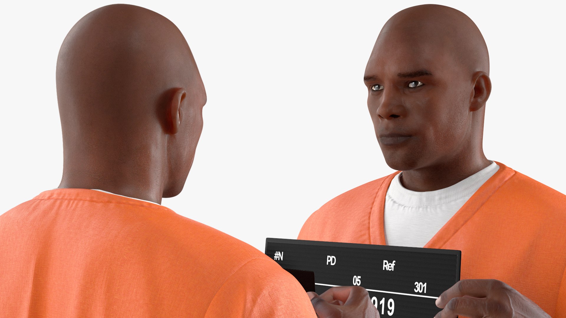 Black Male Prisoner With Mugshot Board 3D Model - TurboSquid 2363089
