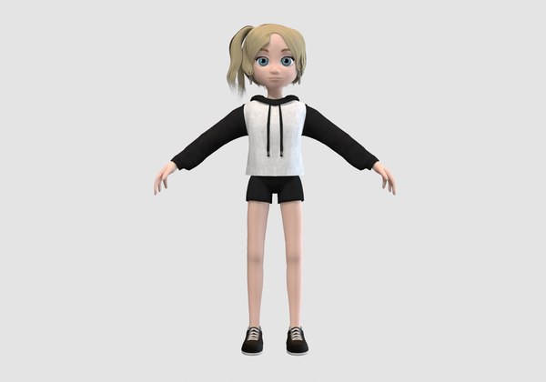 3D young cartoon girl model