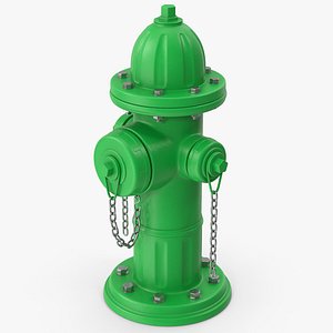 3D Green Fire Hydrant