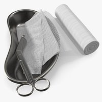 Surgical Tray with Scissors and Gauze Roll