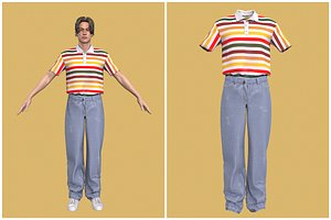 Man outfit v1 - Jean and Polo 3D model