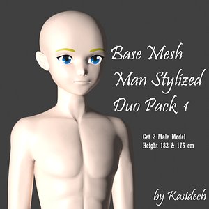 Duo Pack Base Mesh Man Stylized 3D Model Pack 1 3D model