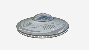 Alien Spaceship UFO B09 White - Sci Fi Spacecraft Design 3D