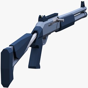 Stylized Benelli M4 Shotgun Low Poly Mobile Ready