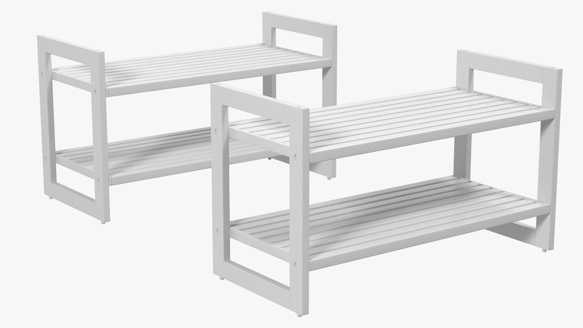 3D white stackable shoe rack model https://p.turbosquid.com/ts-thumb/37/wqaDFB/CTk6ZQS1/whitestackableshoerackc4dmodel009/jpg/1583962249/1920x1080/fit_q87/b301660f8f61089706012fd18bf7db29d0a5e97f/whitestackableshoerackc4dmodel009.jpg