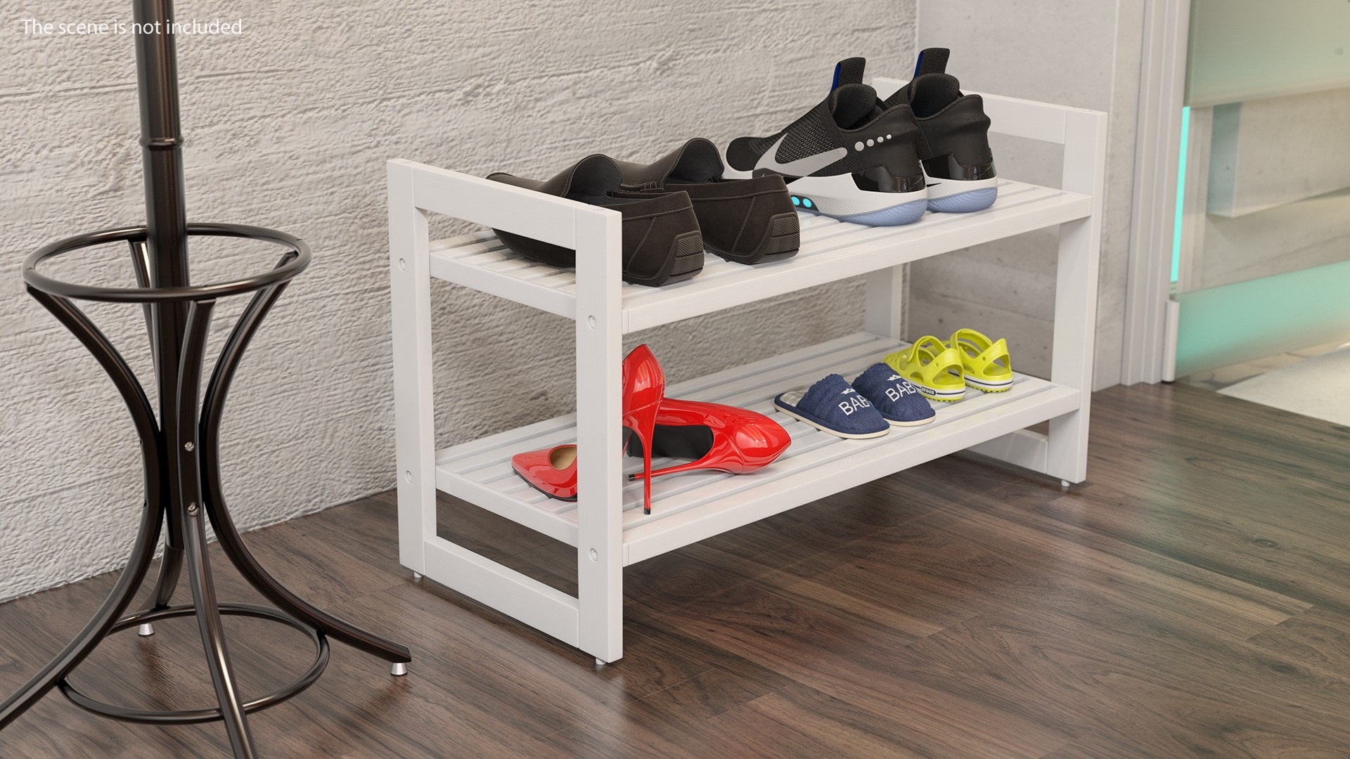 3D white stackable shoe rack model https://p.turbosquid.com/ts-thumb/37/wqaDFB/WPivKf3U/whitestackableshoerackc4dmodel003/jpg/1583962232/1920x1080/fit_q87/eded0c945c273e37c004ebea500f715e7c5f102c/whitestackableshoerackc4dmodel003.jpg