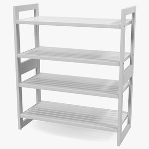 3D white stackable shoe rack model