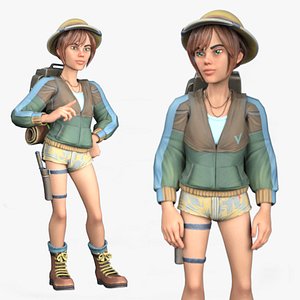 Cartoon Rigged Adventure Girl-Willy Character
