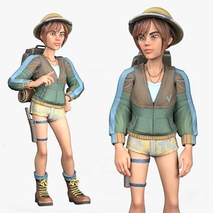 Cartoon Rigged Adventure Girl-Willy Character