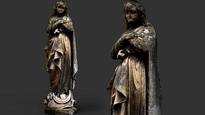 3D cathedral stone monument mossy ruins PBR photogrammetry model