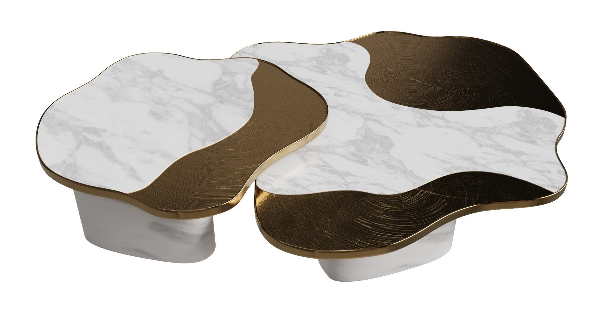 3D Boca Do Lobo Coffee Side Tables Ophelia Calacatta Marble Gold Model