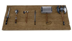 Low Poly Medieval Weapons Pack  Game Ready 3D Models 3D model