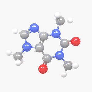 3D Caffeine - C8H10N4O2 Molecular Structure
