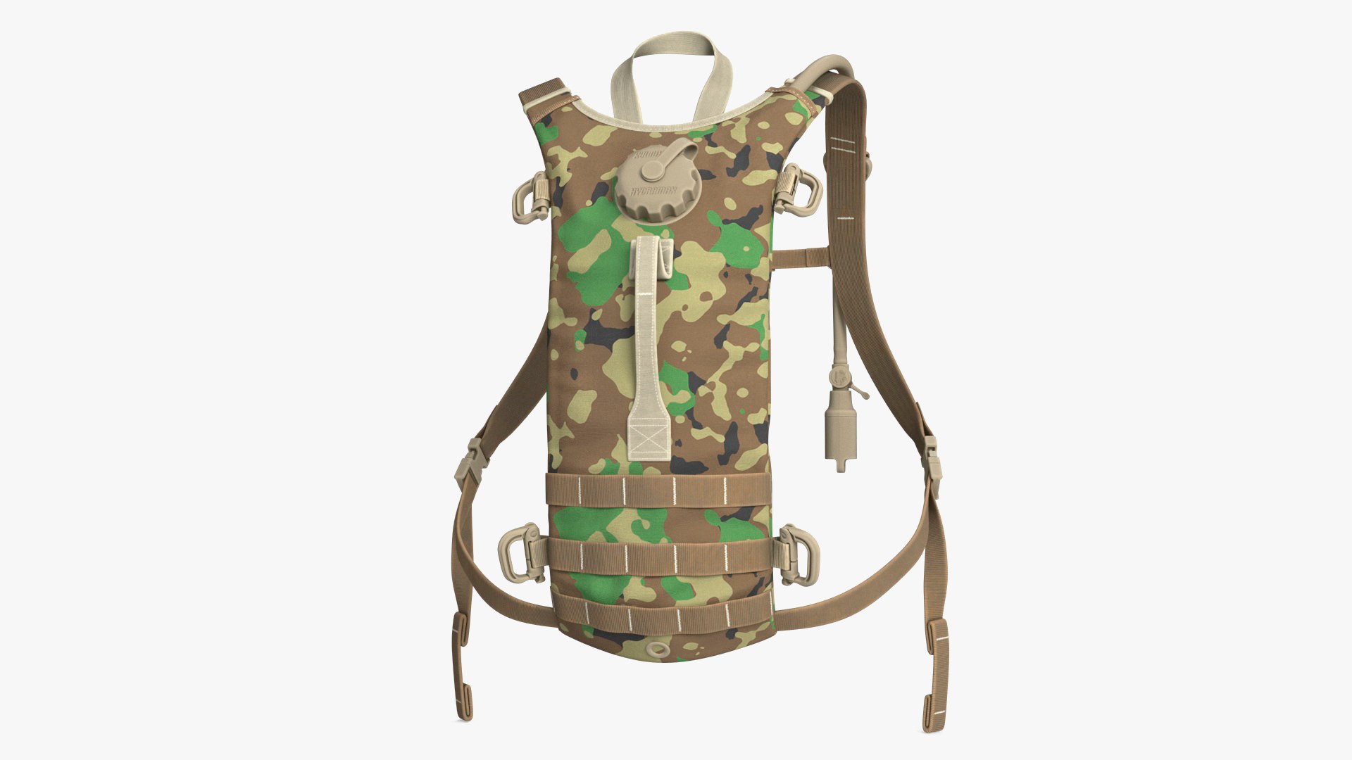 Hydration Backpack Carrier Camouflage Worn Position 3D model preview