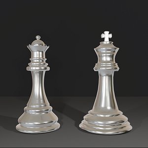 3D silver chess model
