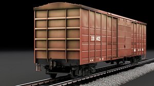 covered cargo boxcar Low-poly 3D model