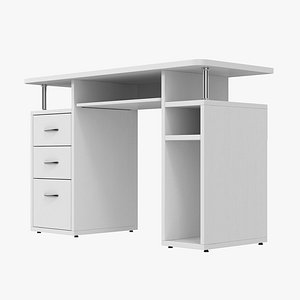 3D White Computer Desk model