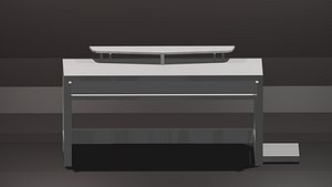 pc table bench low-poly model