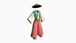 Samurai Old Outfit A11 Cartoon - Character Clothing Design model