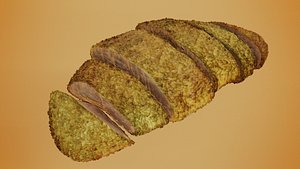 3D Tonkatsu low and high poly cartoon style model