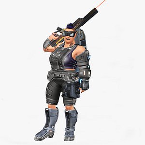 Cartoon 3d Rigged Fighter Robot Girl Character 3D Model